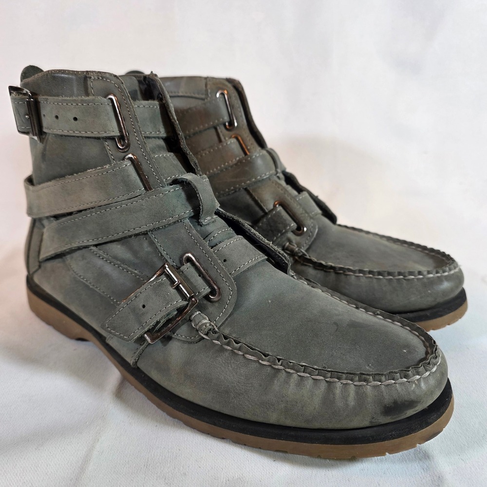 Sebago x Vane The‎ Ridgeway Mens 11 Grey Leather Multistrap Moc Toe Boots Vibram